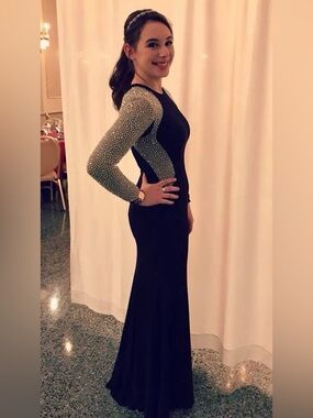 Xscape Embellished Black Gown